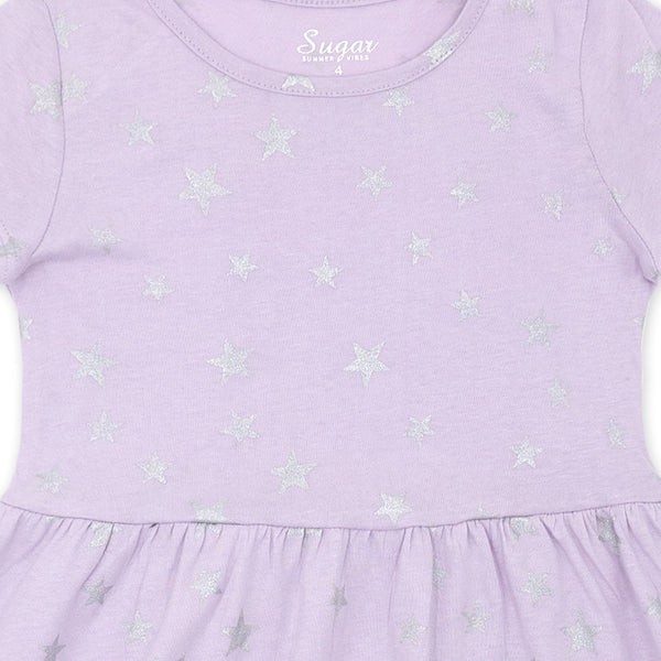 זוג שמלות סגולה ולבנה הדפסים אולאובר בנות