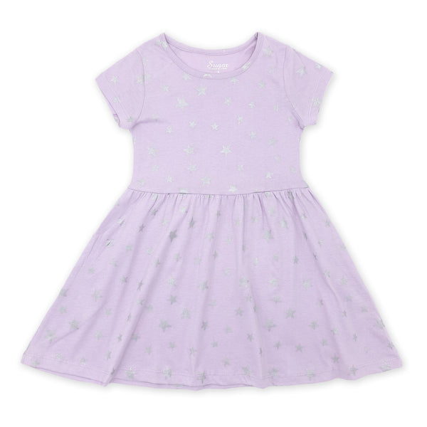 זוג שמלות סגולה ולבנה הדפסים אולאובר בנות