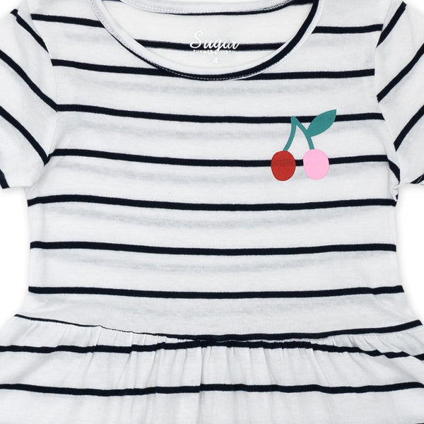 זוג שמלות לבנות פרחונית ופסים בנות