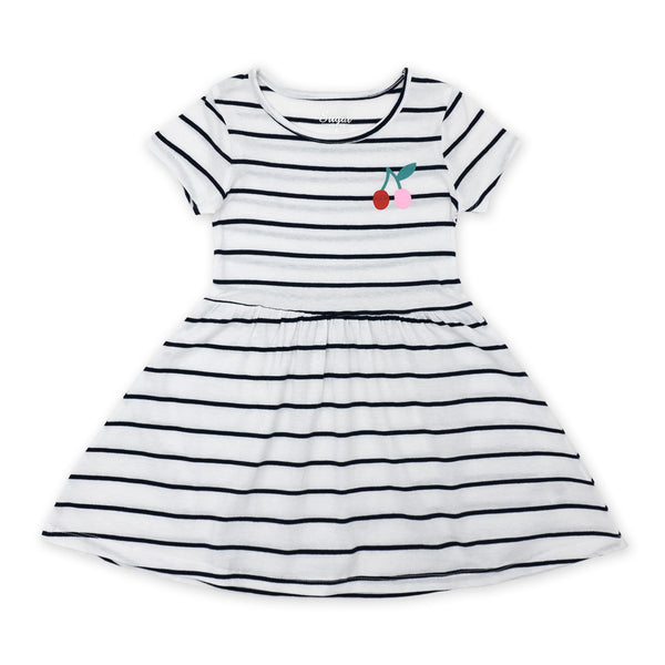 זוג שמלות לבנות פרחונית ופסים בנות