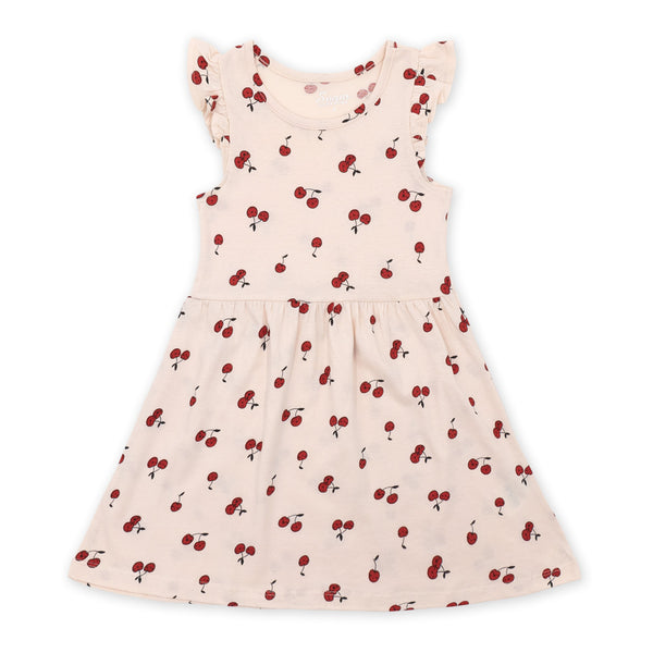 זוג שמלות בהדפסי דובדבנים בנות