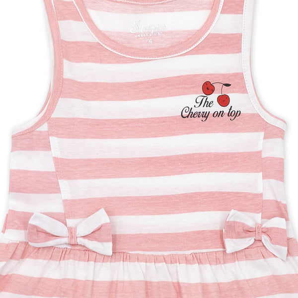 זוג שמלות בהדפסי דובדבנים בנות