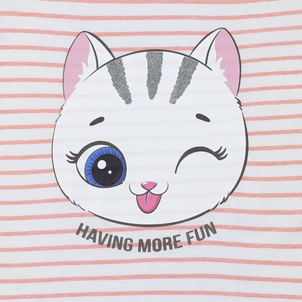 זוג פיג'מות חתולים ורודות בנות