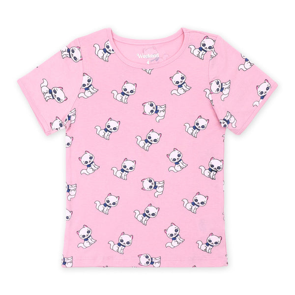 זוג פיג'מות חתולים ורודות בנות