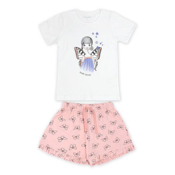 זוג פיג'מות עם הדפסי פיה וכוכבים בנות