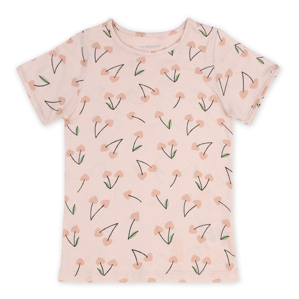 זוג פיג'מות עם הדפסי לבבות ודובדבנים בנות