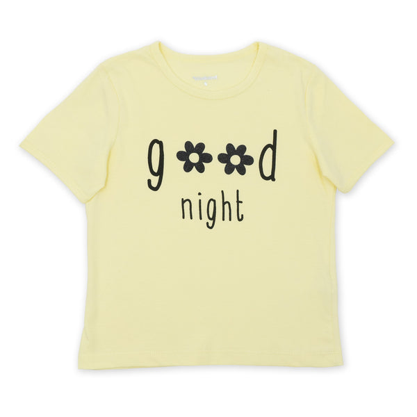 זוג פיג'מות פרחוניות צהוב-שחור בנות