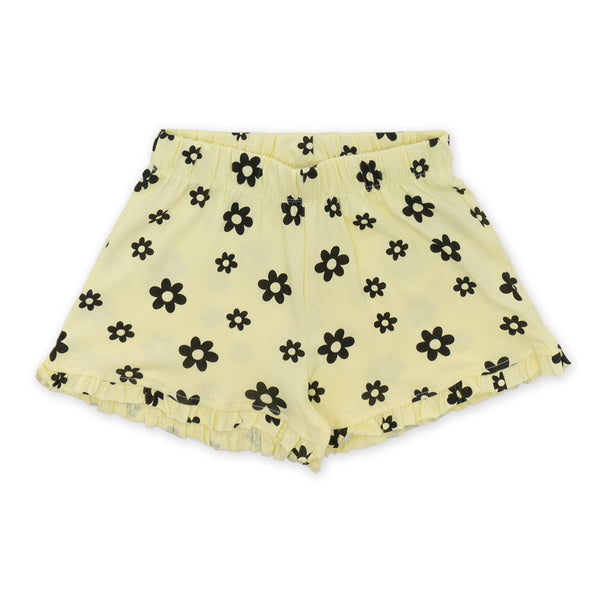 זוג פיג'מות פרחוניות צהוב-שחור בנות