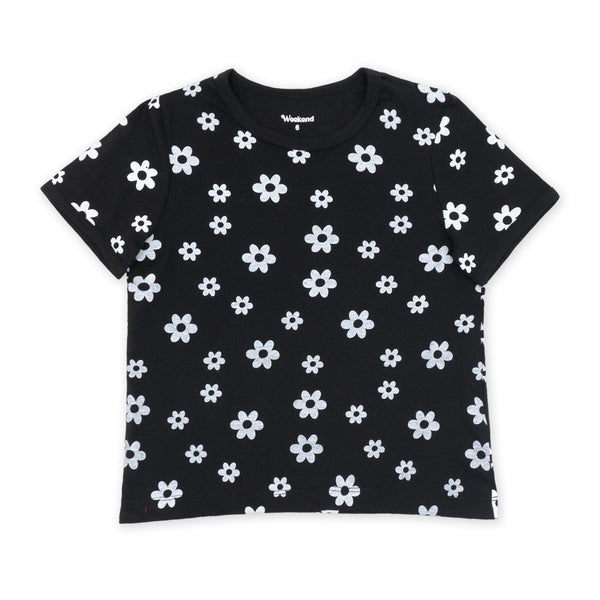 זוג פיג'מות פרחוניות צהוב-שחור בנות