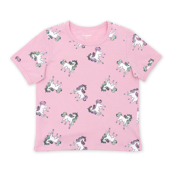 זוג פיג'מות חד קרן ורודה ולבנה בנות