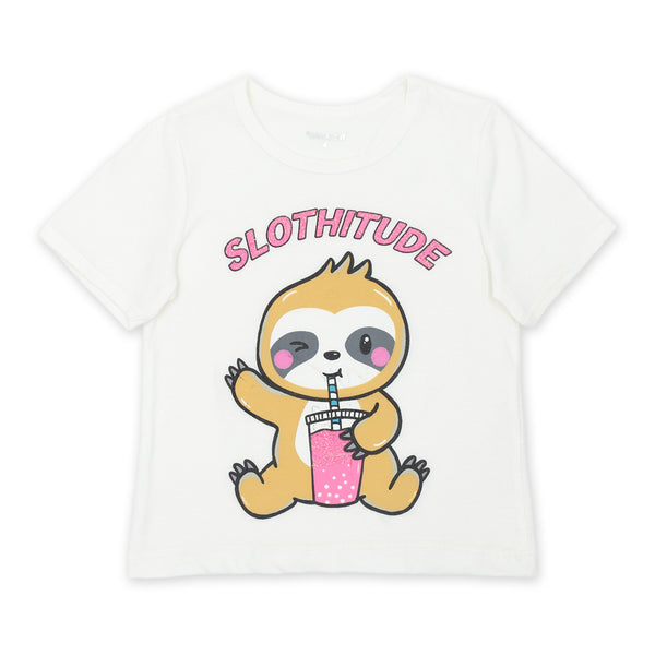 זוג פיג'מות עם הדפסי עצלנים בנות