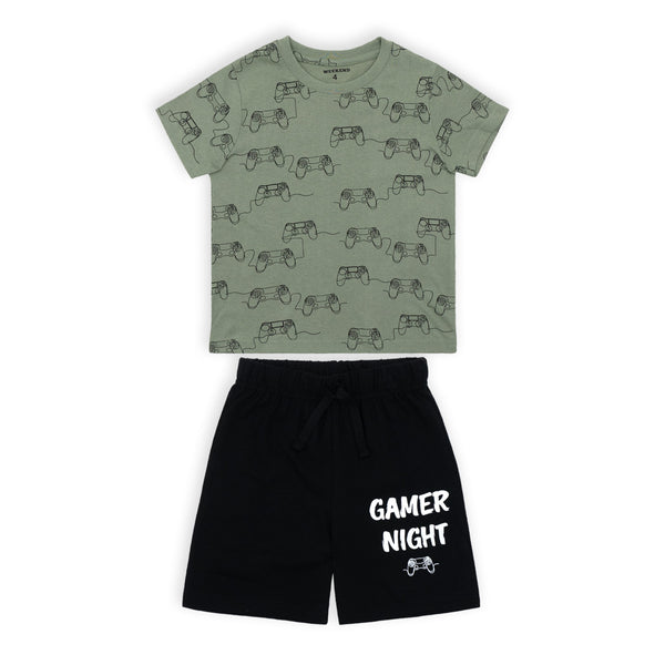 זוג פיג'מות מודפסות קונסולות