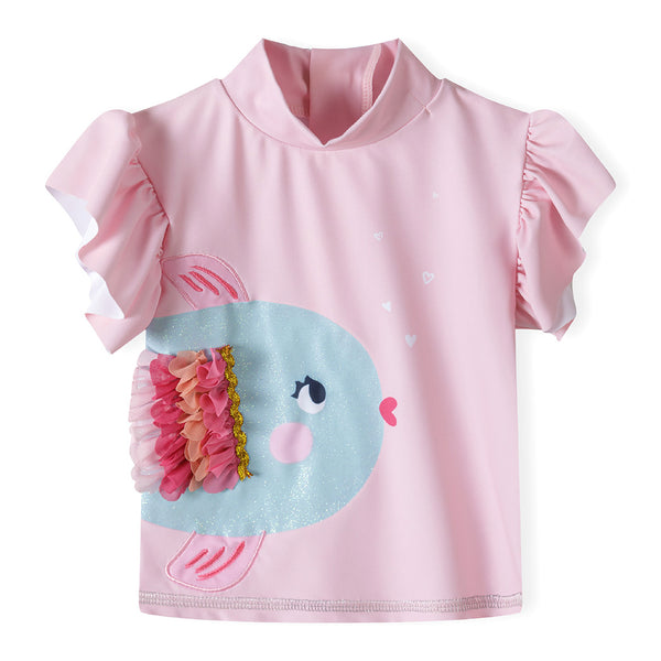 חליפת שחיה שני חלקים עם אפליקציה מינוטי תינוקות בנות