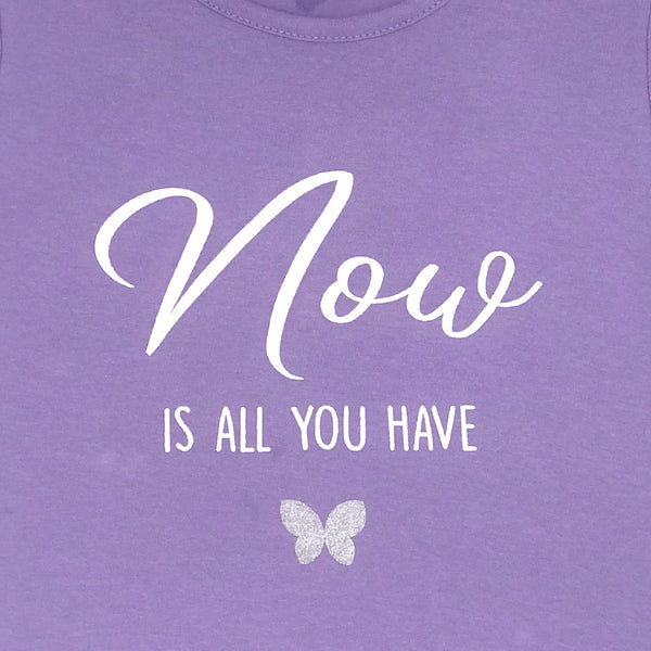 זוג חולצות שרוול 3/4 מודפסות סגול ולבן בנות