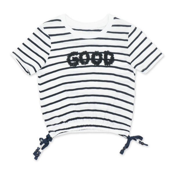 זוג חולצות עם אפליקציה וסיומת גומי בנות