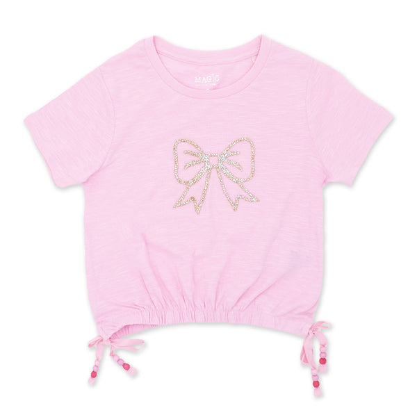 זוג חולצות עם אפליקציה וסיומת גומי בנות