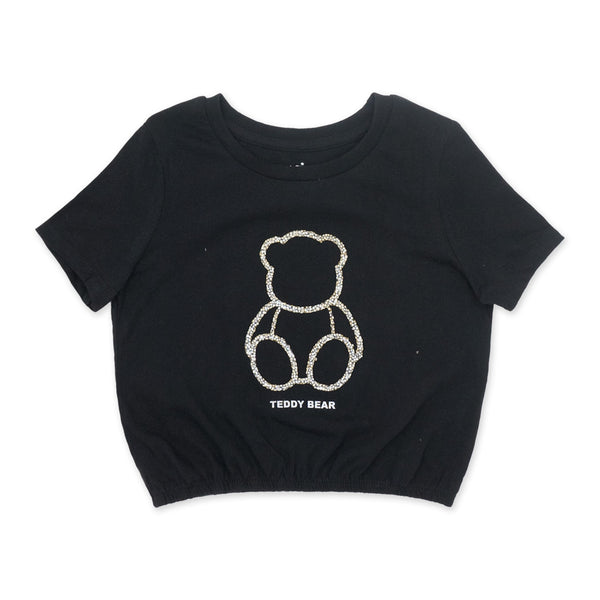 זוג חולצות עם אפליקציה וסיומת גומי בנות