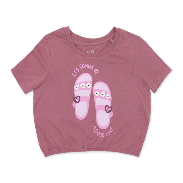 זוג חולצות עם אפליקציה וסיומת גומי בנות