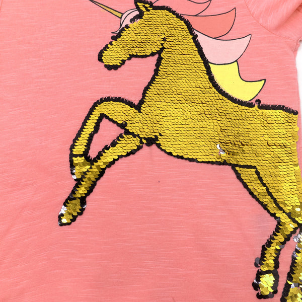 זוג חולצות ראפל חד קרן פייטים מתחלפים בנות