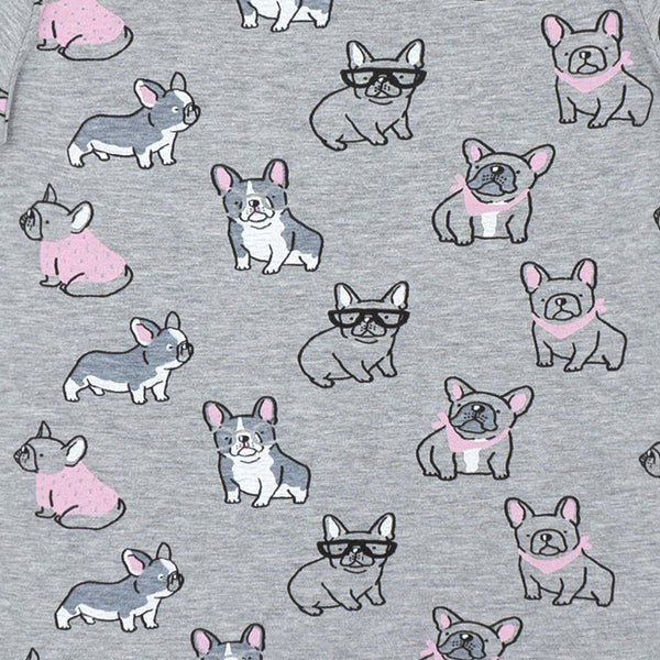 זוג פיג'מות בהדפסי בולדוגים בנות