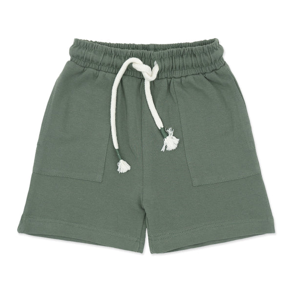 שני מכנסי בד פיקה ירוק-פלדה תינוקות בנים