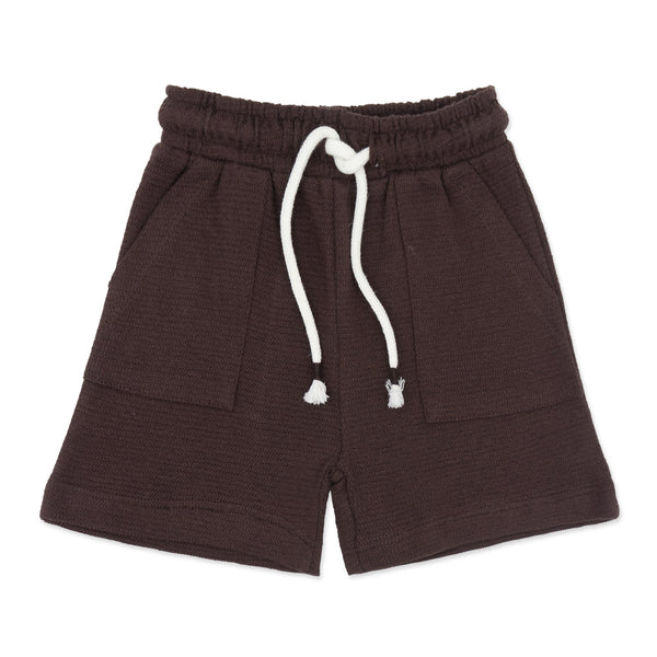 שני מכנסי בד ופל חום-אבן תינוקות בנים