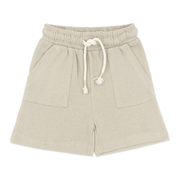 שני מכנסי בד ופל חום-אבן תינוקות בנים