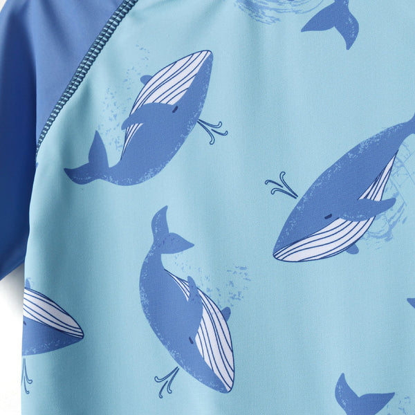 חליפת שחייה וכובע הגנה הדפס לוויתנים מינוטי בנים