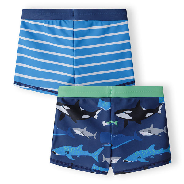 שני בגדי ים כחולים כרישים ופסים מינוטי תינוקות ופעוטים