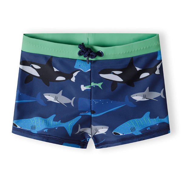 שני בגדי ים כחולים כרישים ופסים מינוטי תינוקות ופעוטים