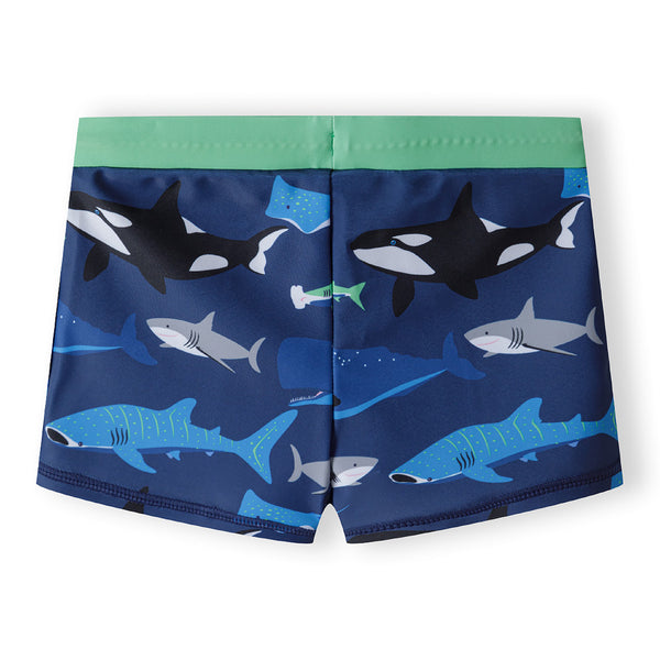 שני בגדי ים כחולים כרישים ופסים מינוטי תינוקות ופעוטים