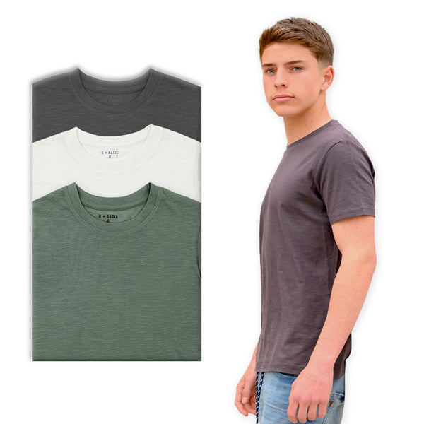 מארז 3 חולצות סלאב ירוק-אפור-קרם בנים