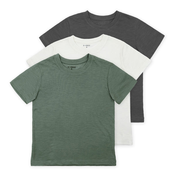 מארז 3 חולצות סלאב ירוק-אפור-קרם בנים