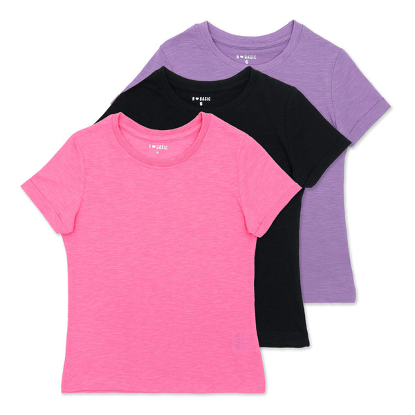 מארז 3 חולצות סלאב ורוד-סגול-שחור בנות