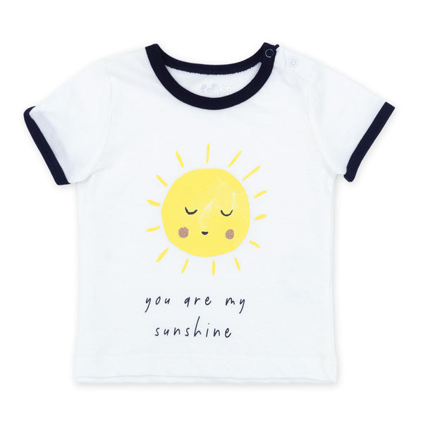 זוג חליפות טייץ צהוב-לבן הדפסי שמש תינוקות בנות