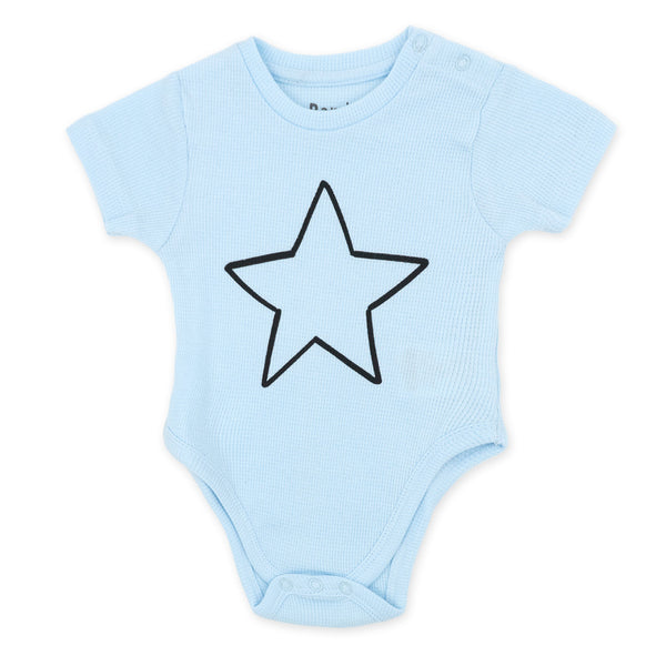 מארז 3 בגדי גוף כחול-תכלת-קאמל בד ופל תינוקות בנים