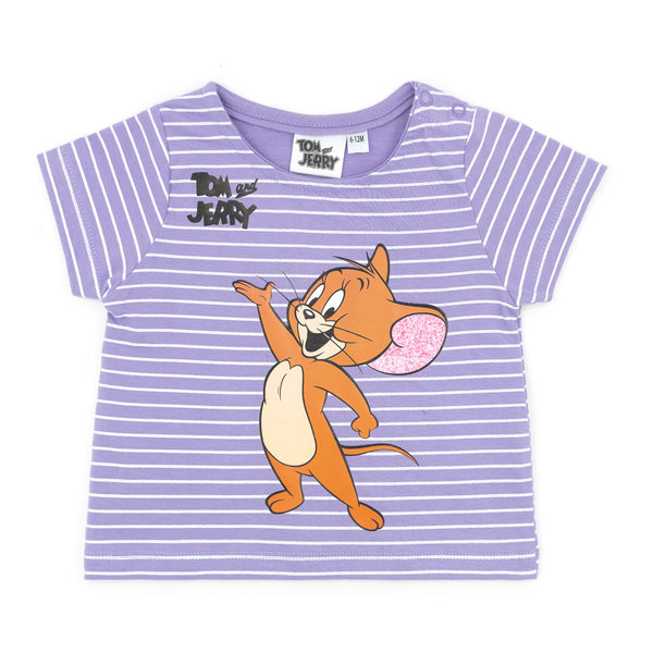 זוג חולצות טום וג'רי סגול-לבן תינוקות בנות