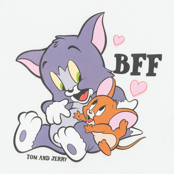 זוג חולצות טום וג'רי סגול-לבן תינוקות בנות