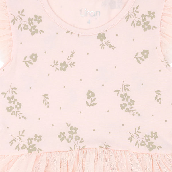 שמלת טול עם הדפס פרחים בנות