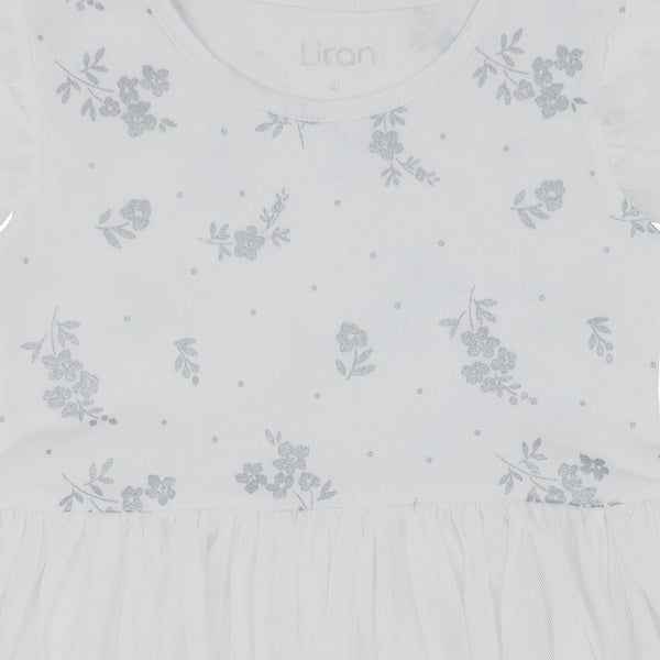 שמלת טול עם הדפס פרחים בנות