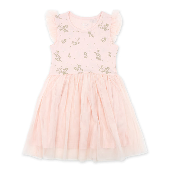 שמלת טול עם הדפס פרחים בנות