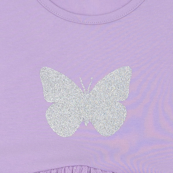 שמלת טול עם הדפס פרפר כסוף בנות