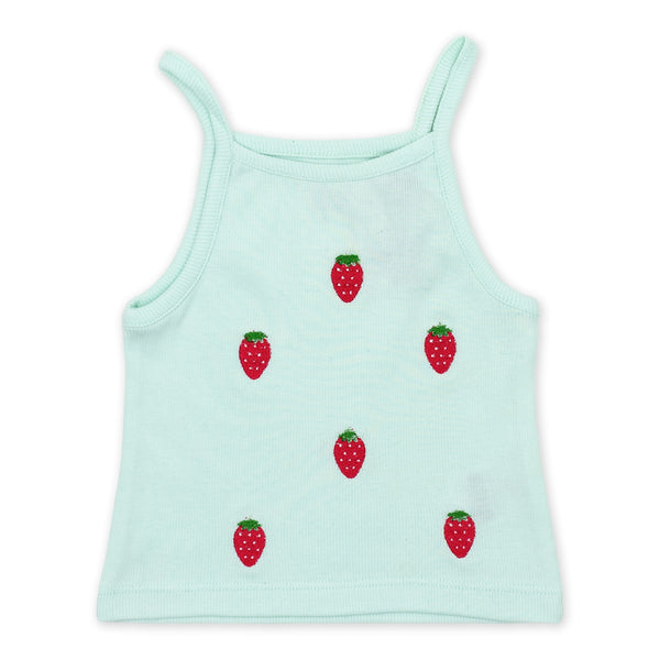 זוג גופיות ריב רקומות תותים ולבבות בנות