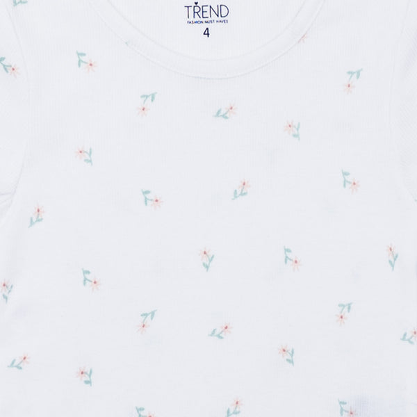 זוג חולצות ריב פרחוניות עם סלסול חסה בנות