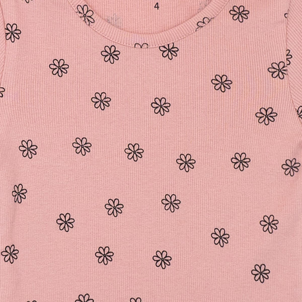 זוג חולצות ריב פרחוניות עם סלסול חסה בנות