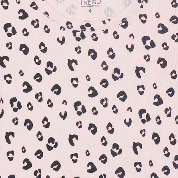 זוג חולצות ריב מנומרת ופרחונית עם סלסול חסה בנות