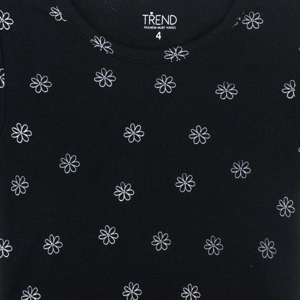 זוג חולצות ריב מנומרת ופרחונית עם סלסול חסה בנות