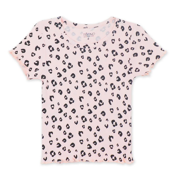 זוג חולצות ריב מנומרת ופרחונית עם סלסול חסה בנות