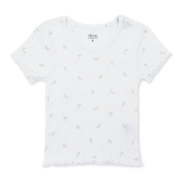 זוג חולצות ריב פרחוניות עם סלסול חסה בנות