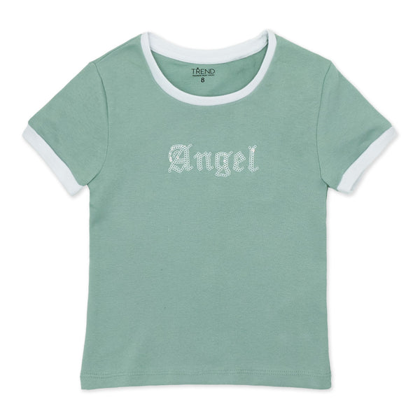 זוג חולצות עם אפליקציות מנטה-שחור בנות